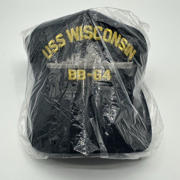 USS WISCONSIN BB-64 SHIP MILITARY HAT OFFICIAL BALL CAP U.S.A‎ MADE EAGLE CREST - Picture 2 of 10